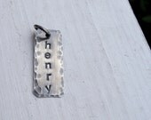 PERSONALIZED sterling silver stamped NAME charm, pendant, 5 or 6 letters, teamepe