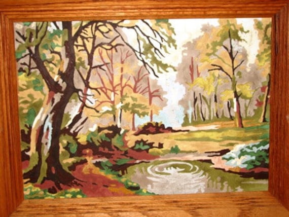 Paint by Number Land Scape, Woods, Wooden Trees, Maroon Bells, Pine Trees, Trickling Creek, Autumn Fall Day, Rocks 14H