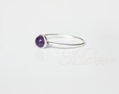 5 mm. cabochon Amethyst sterling (925) silver ring. Handmade. Size:7 1/2 (56)