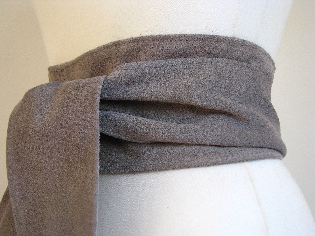 Gray Suede Sash Obi Belt