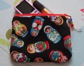 Make up pouches in RARE matryoshka babushka russian doll fabric