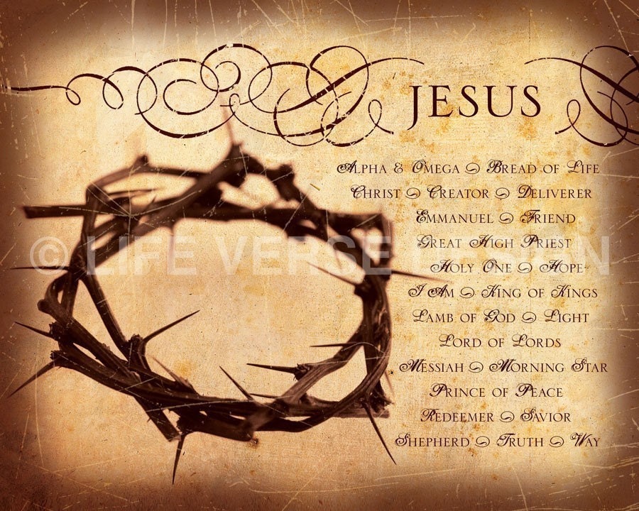 Scripture Art, Inspirational Art, Bible Verse Art, Christian Art : NAMES OF JESUS 8x10 Fine Art Print