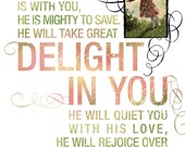 Scripture Inspirational Art REJOICE Over YOU Zephaniah 3 CONTEMPORARY Style 8x10 Fine Art Print