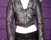 silver n black brocade Crop jacket