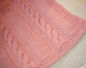 Pink Cable Knit Baby Blanket 