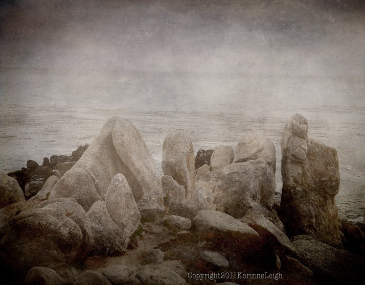 Fog Horn Sounds in the Distance -   8x12 original photo  - ocean, sea, fog, gray, seascape