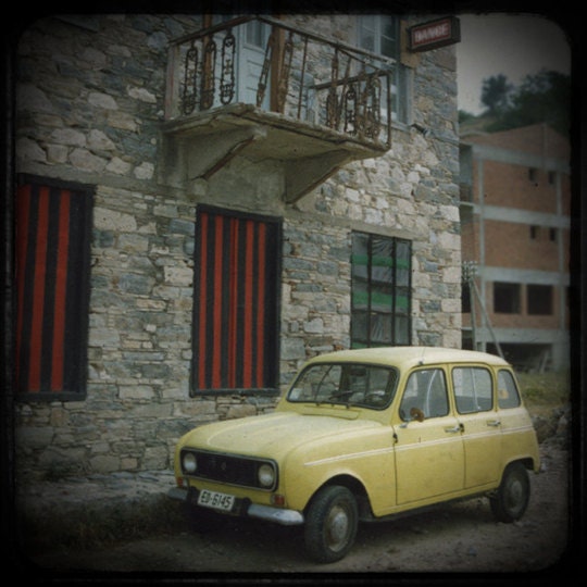A Yellow Car on a Greek Isle -  8x8 original photograph