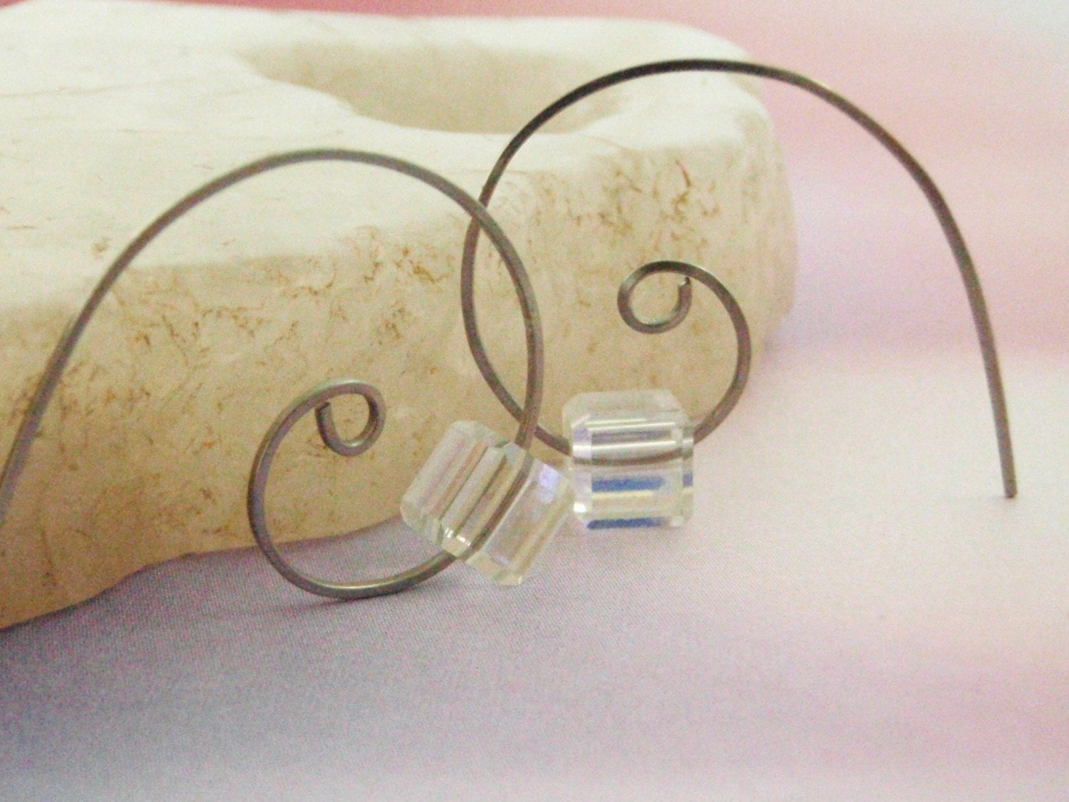 Simply Stated Stainless Steel Earrings - Not So Simple With Swarovski Crystal Cubes - Interchangable - Made To Order