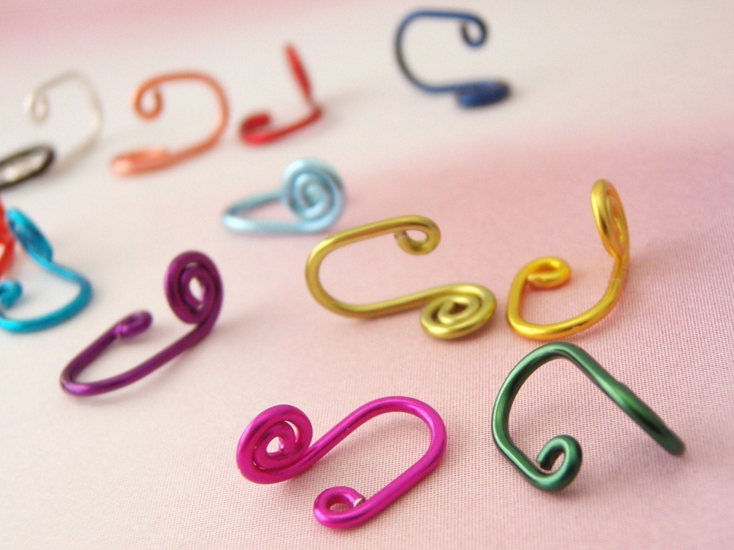 Nose Fakers in Bright and Fun Colors - Nose Jewelry For Noses With Just Two Holes - Quantity 4 - Made To Order