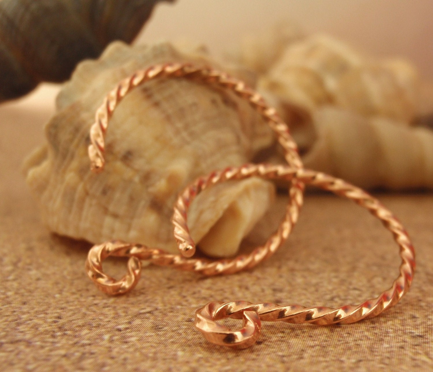16 Gauge Fancy Twisted Copper Hoops