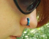 Simple Nose Fakers in Summer Blue Colors - -Nose Jewelry For Noses With Just Two Holes - Quantity 4 - Made To Order