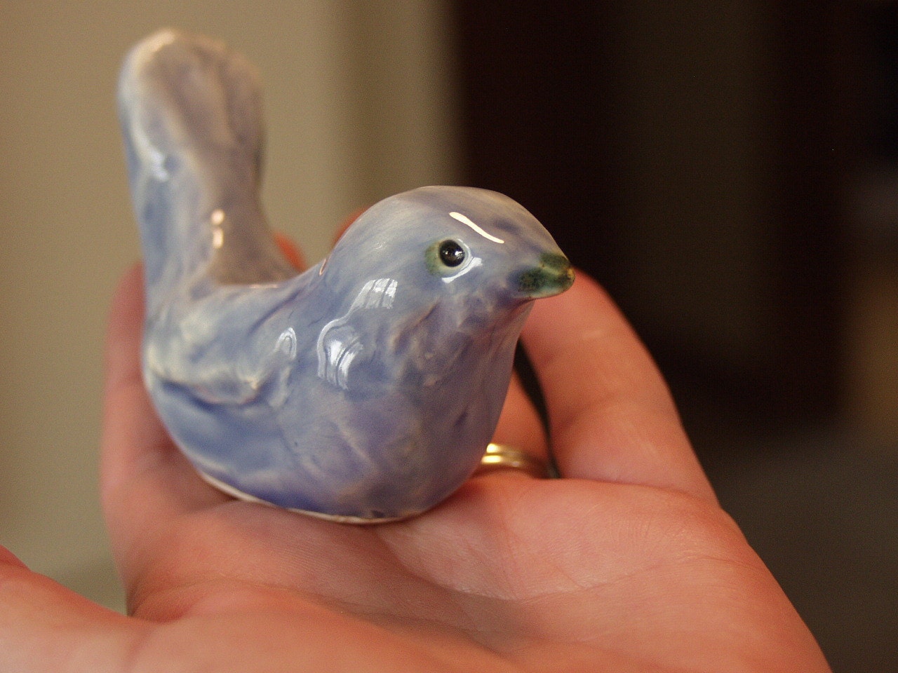 Hand Sculpted Pottery Ceramic  Bluebird