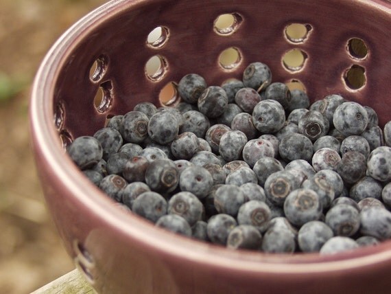 Berry Bowl Berry Strainer Ceramic Colander  Handmade Pottery Plum Ready to Ship