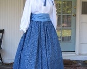 Ladies Prairie Pioneer Civil War Colonial Tea Day Dress bonnet skirt blouse SASS Blue 4 pc costume