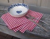 Set of 4 cloth napkins picnic kitchen patio Red Gingham check