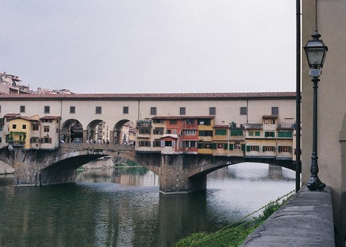 Italy Photography Fine Art  Florence Bridge Ponte Vecchio Evening in Italy 5 x 7 Matted Photograph