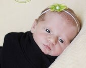 precious soft green pearl flower on a skinny headband
