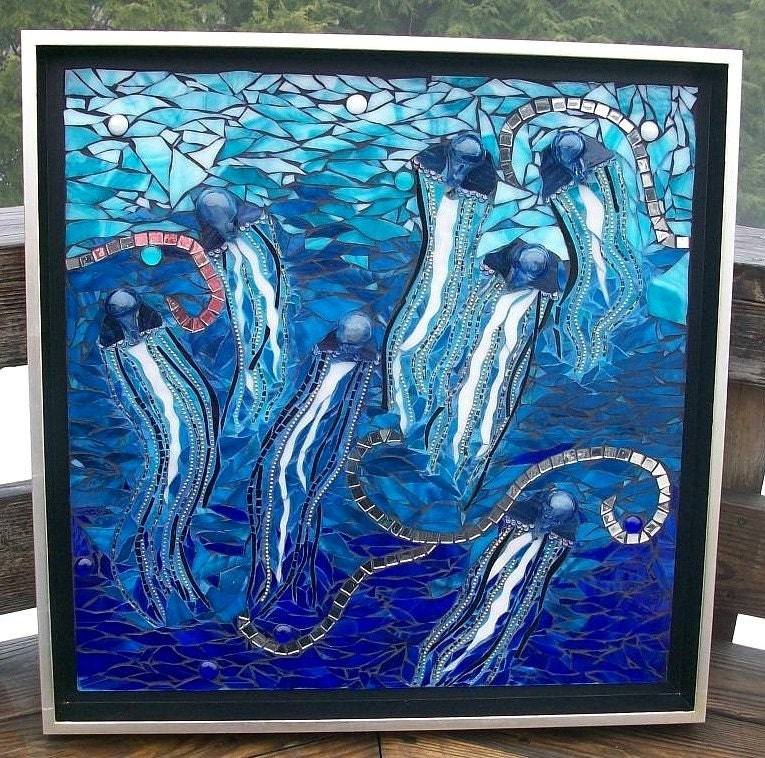 Flight of the Jellies Stained Glass Blown Mosaic Art