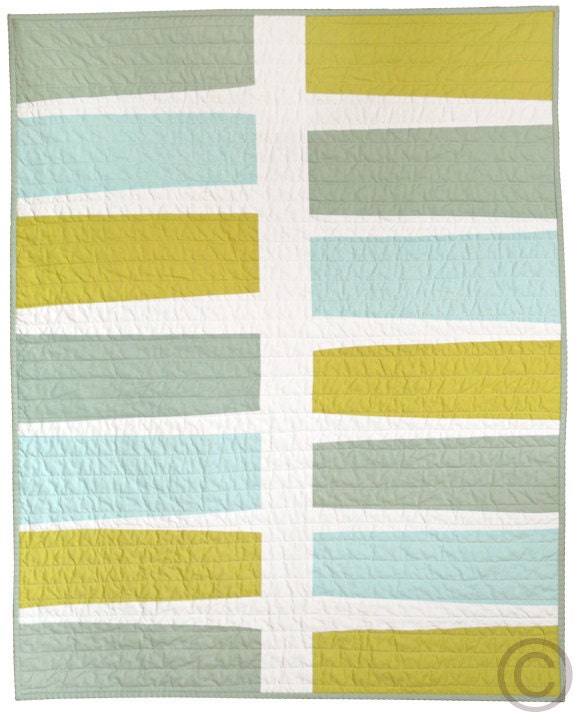 Modern Baby Quilt - Blue and Green
