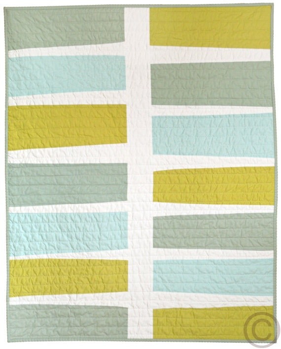 Modern Baby Quilt - Blue and Green