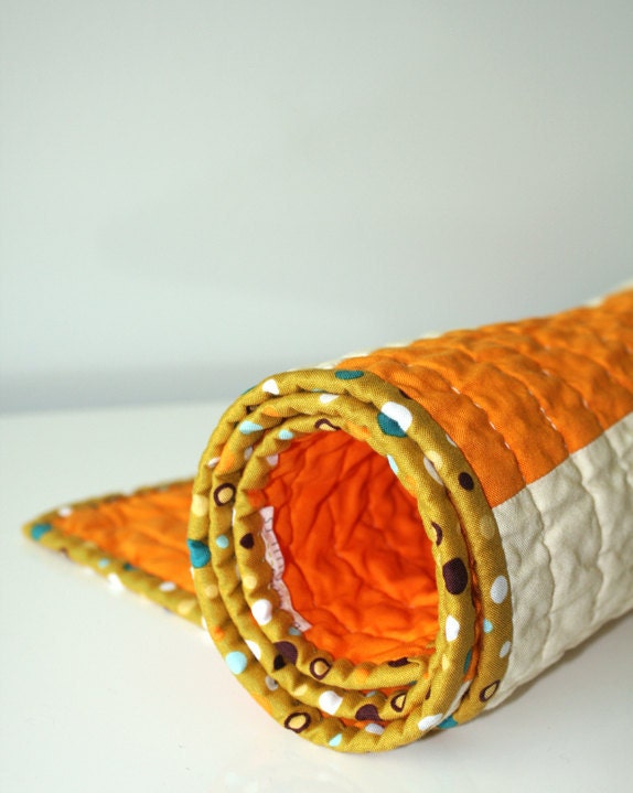 Graphic Modern Baby Quilt - Orange Creamsicle
