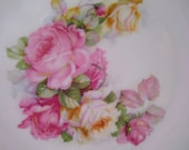 antique lush pink cabbage roses bavarian china plate