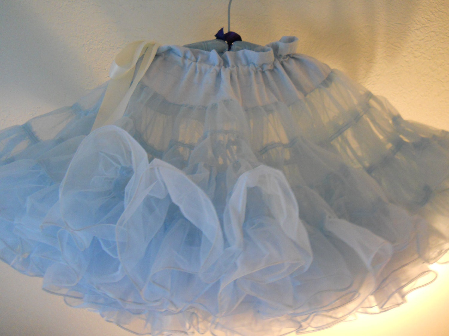 vintage fairy tale princess-blue super-poof petticoat square dance crinoline by partners please adjustable size