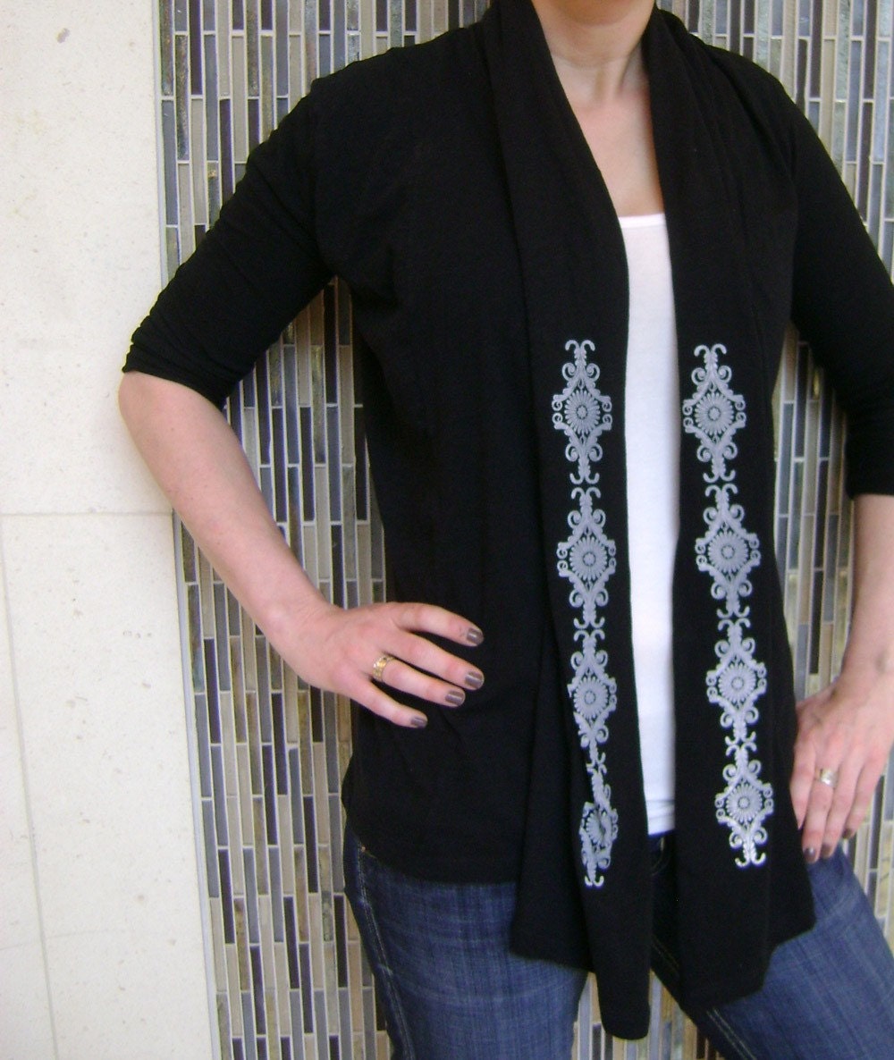 Lacy Revival on Black Long Sleeve Wrap