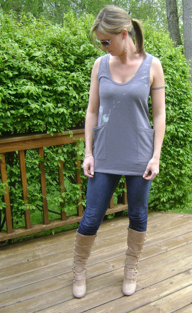 NEW - S, M, L, XL - Wish You Were Here Pocket Tank in Gray