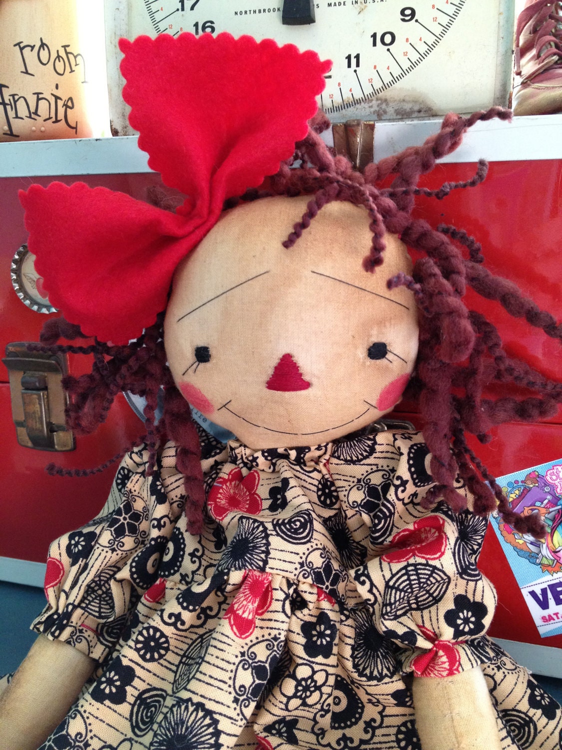 Cloth raggedy Ann doll Primitive Folk Art Annie