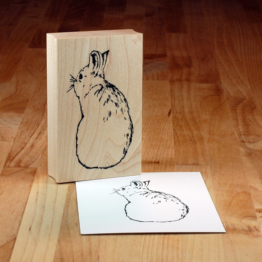 Snowshoe Hare backside (facing left) - Mounted Rubber Stamp