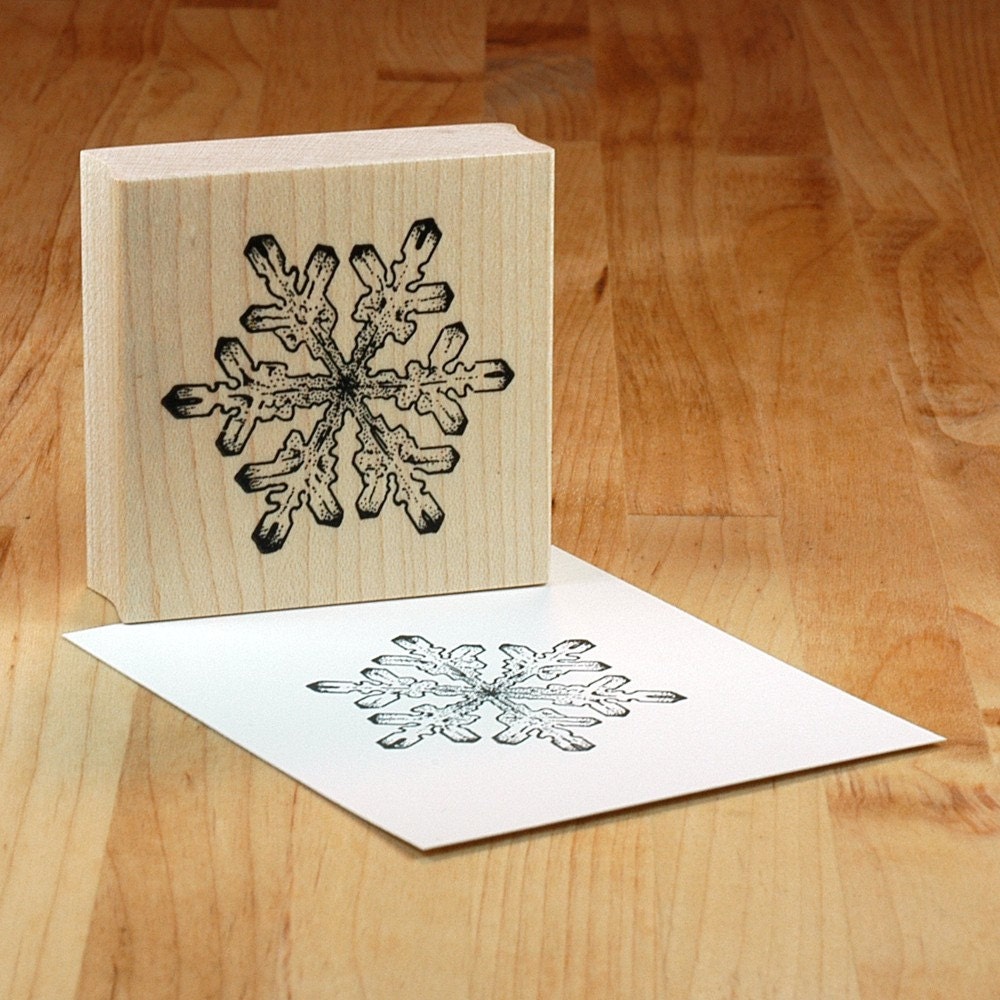 snowflake  - mounted rubber stamp - broad, medium size