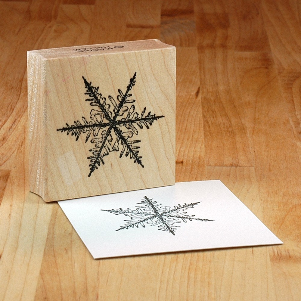 snowflake - mounted rubber stamp - medium size - fernlike