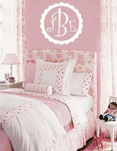 Custom Monogram Vinyl Wall Decal with Scalloped Edge