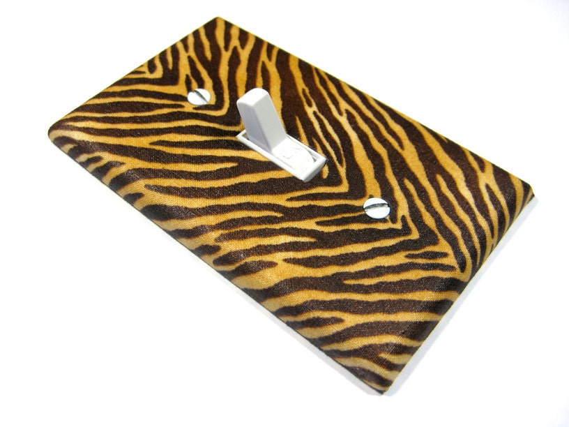 Cream and Brown Chevron Zebra Stripe Light Switch Cover Home Decor Switchplate Animal Print Jungle Safari Theme