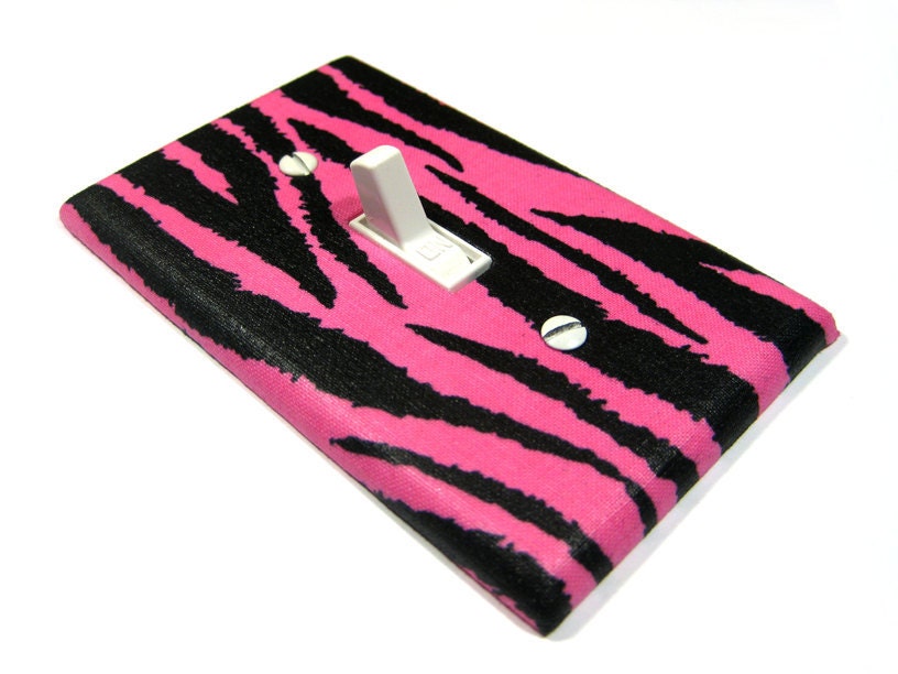 Hot Pink and Black Zebra Stripes Bedroom Decoration Light Switch Cover Outlet Dimmer Plate Switchplate Wall Decor