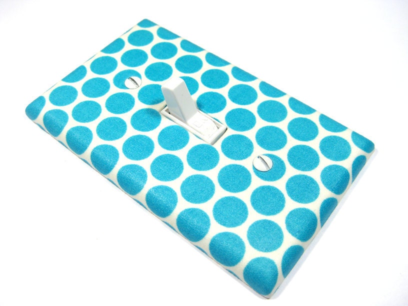 White and Blue Polka Dot Light Switch Cover Cottage Children Decor Nursery Decor Switchplate Boys Bedroom