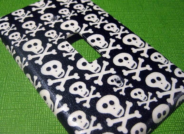 Black and White Skull Bedroom Decor Light Switch Cover Rockabilly Style Punk Rock Nursery