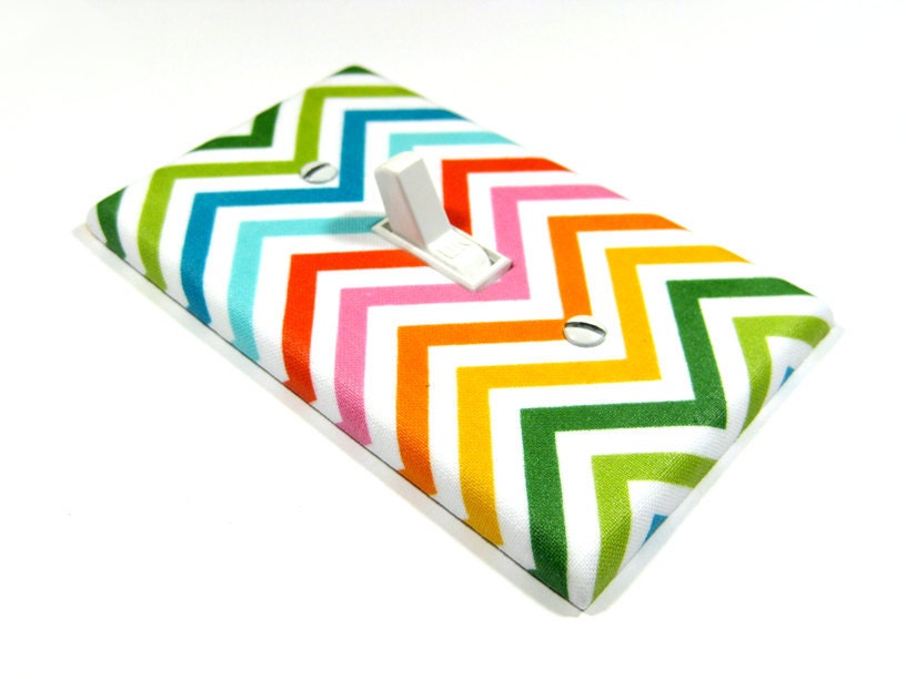 Rainbow Summer Chevron Remix Light Switch Cover Zig Zag Zigzag Modern Home Decor