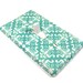 Emerald Turquoise Blue and White Square Damask Light Switch Cover Cottage Chic Shabby Chic Home Decor 983