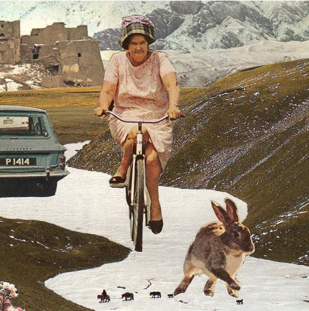 alice and the rabbit - the later years 5X7 collage art print