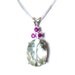 Prasiolite and ruby pendant with chain