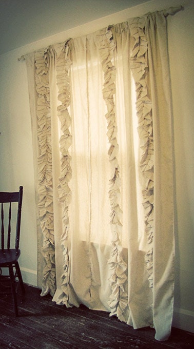 2 Panels Tattered Ruffles Curtains 43 x 84