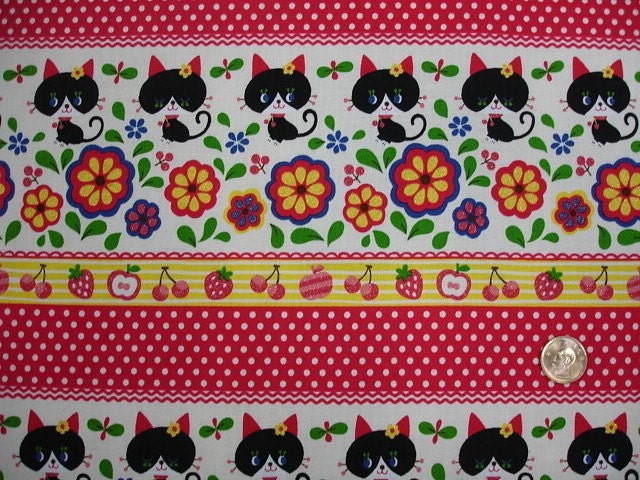 Floral Cats 1/2 Yard