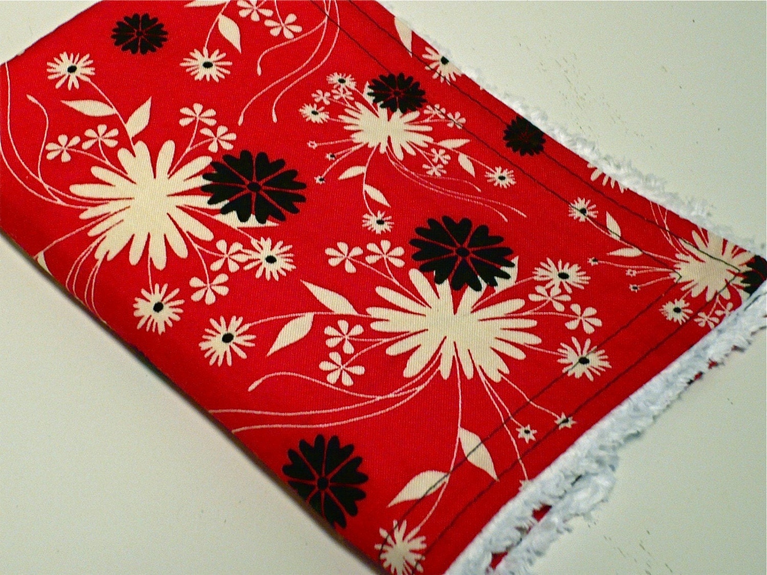 Red Rocker Valentine Chenille Burp Cloth Ready to Ship