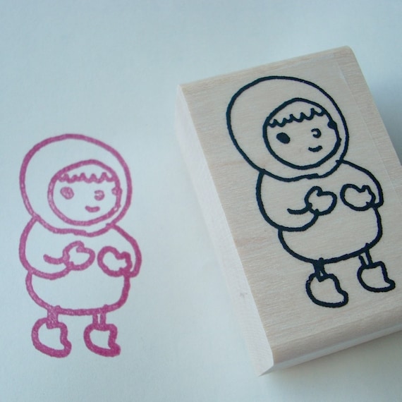 miss puffycoat - rubber stamp