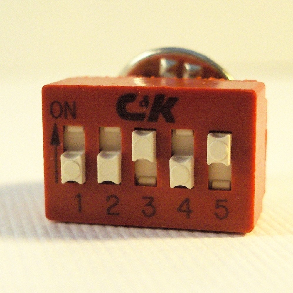 Man Geek Computer On/Off Switch Tie Tack or Pin
