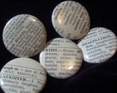 Vintage Dictionary 5 Custom Buttons- You Pick the Words