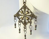 Brass and Green Resistor Bollywood Cyberpunk Earrings