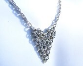 Nerdy Geek Chainmaille Brass Nut Repurposed Necklace Heart